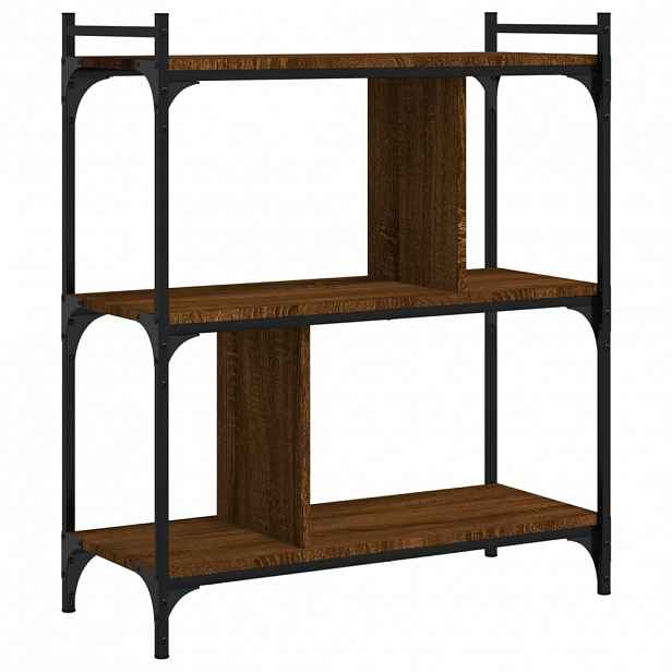 vidaXL Knihovna se 3 policemi hnědý dub 76x32x88 cm kompozitní dřevo