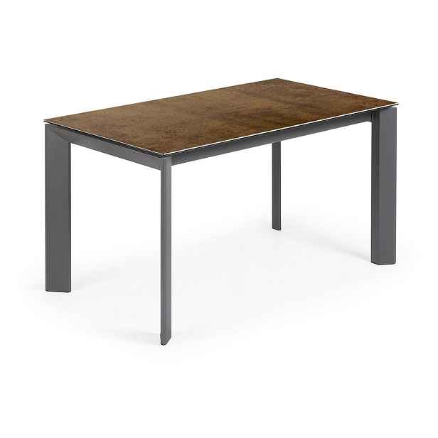 Hnědo-šedý rozkládací jídelní stůl Kave Home Atta, 140 x 90 cm