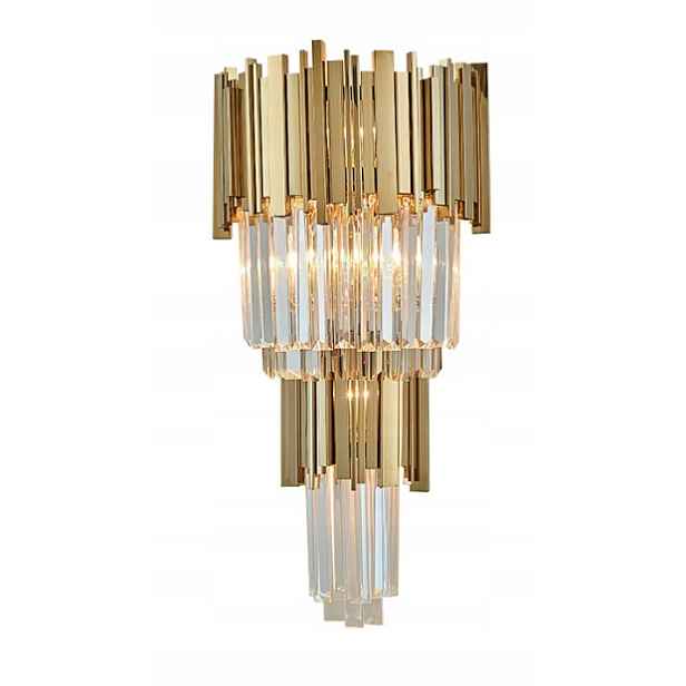 Pipe Organ Wall Brass – dvouřadá křišťálová nástěnná lampa 60 cm, zlatá mosaz