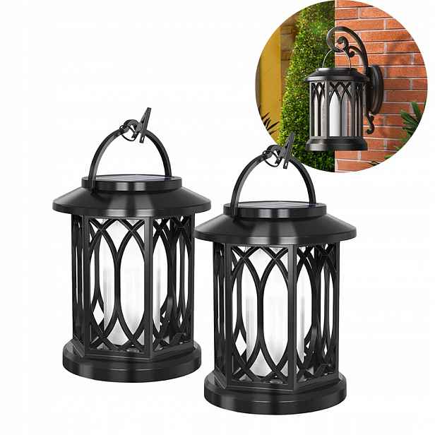 Plamenové lampy do zahrady Set Lampa s efektem plamene IP65 černá 2ks