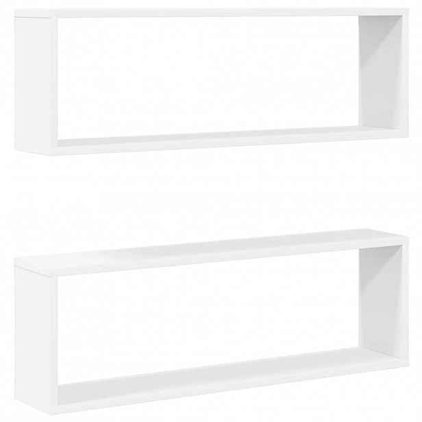 vidaXL Nástěnné obdélníkové police 2 ks bílé 80x15x26,5 cm kompozit