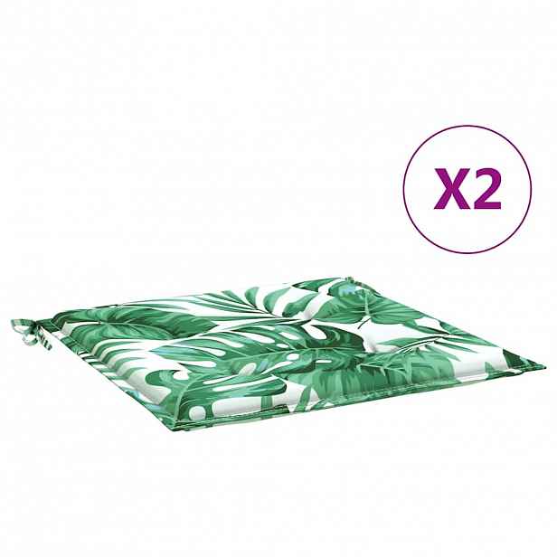 vidaXL Podušky na židli 2 ks vzor listů 40 x 40 x 3 cm textil