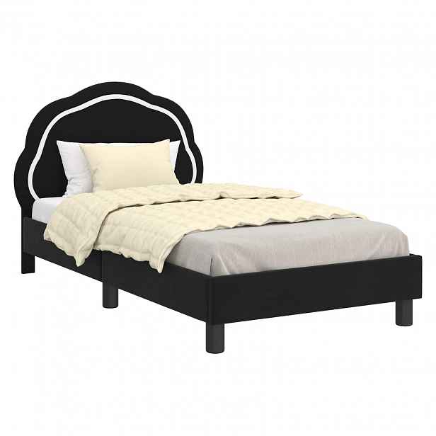 vidaXL Rám postele pro děti s čelem s čelo Černá 80 x 160 cm Samet
