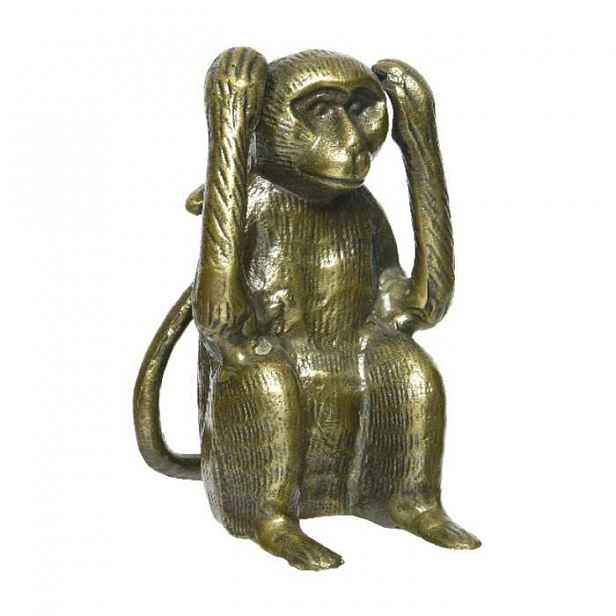 Opice hliníková nevidí, neslyší nebo nemluví 18,5cm zlatá neslyší