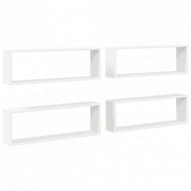vidaXL Nástěnné obdélníkové police 4 ks bílé 80x15x26,5 cm kompozit