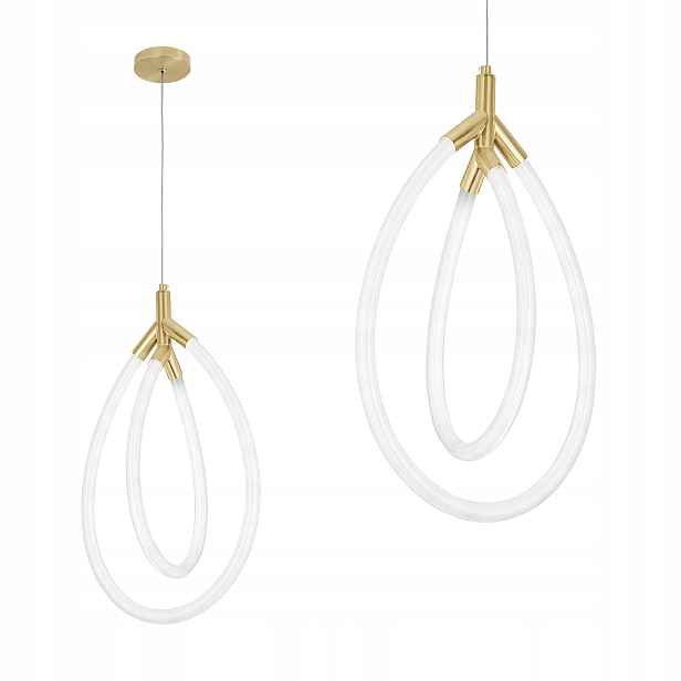 Závěsná Led lampa Zlatá Stropní 2 Kroužky Oválná Bílá Minimalistická