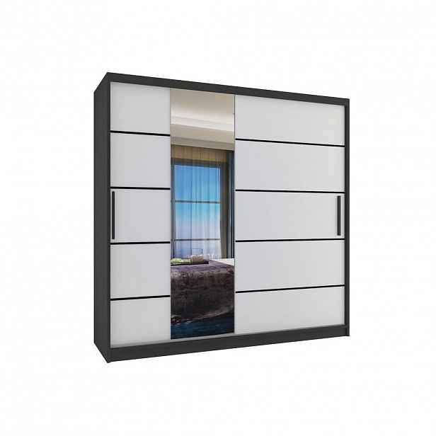 B BELINI GROUP POSUVNÁ SKŘÍŇ Verona MBP, Černá/Bílá Mat, 200 cm, se zrcadlem