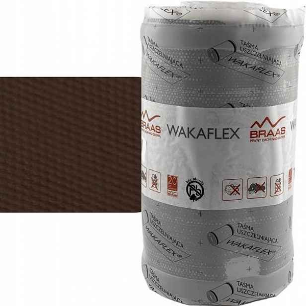 Pokrývačská páska 10 m Wakaflex pro komíny, šířka 28 cm, hnědá