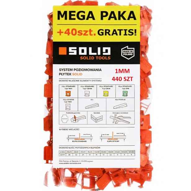 Systém Vyrovnávání Dlaždic Montážní Klipy Sáček Solid 6470 440ks 1 mm