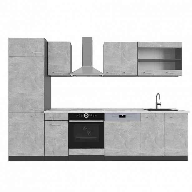 Vicco KUCHYŇSKÝ KOUT R-Line Beton/antracit 300 cm , PD Mramor