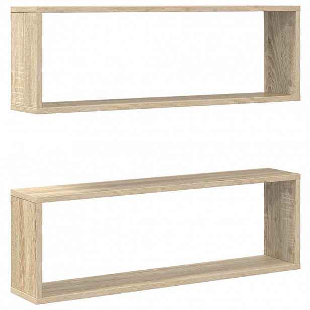 vidaXL Nástěnné obdélníkové police 2 ks dub sonoma 80 x 15 x 26,5 cm