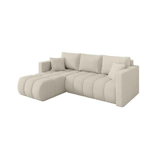 ALTDECOR ROHOVÁ SEDAČKA s funkcí spaní, otoman vlevo GARD-L 226x146x85 béžová bouclé