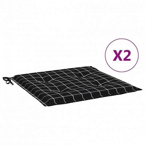 vidaXL Podušky na zahradní židli 2 ks černé kárované 40x40x3 cm textil