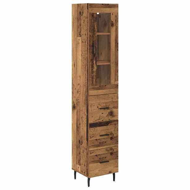 vidaXL Vysoký bufet Staré dřevo 34,5 x 34 x 180 cm Kompozitní dřevo