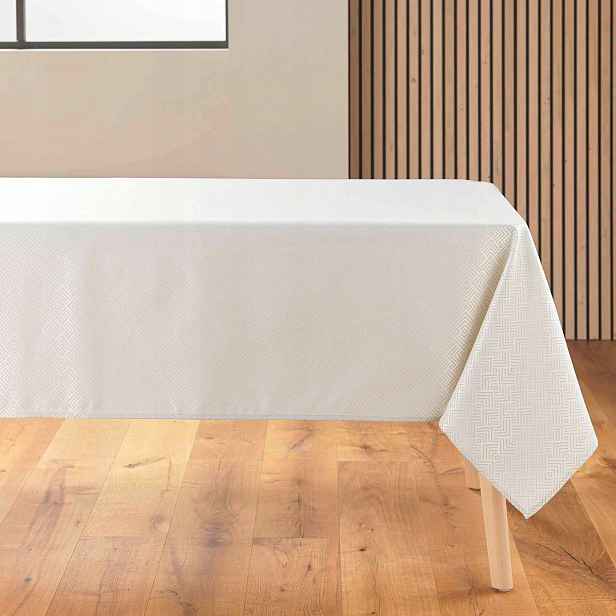 Béžový Stylový Ubrus Na Stůl S Kovovým Vzorem Azuline, Rozměr 140 X 250 CM
