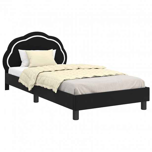 vidaXL Rám postele pro děti s čelem s čelo Černá 80 x 200 cm Samet