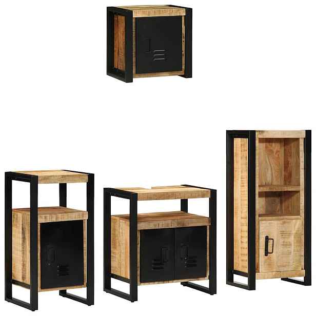 vidaXL Sada koupelnového nábytku 4 ks Hnědá a černá 55 x 35 x 60 cm