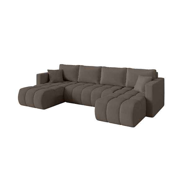 ALTDECOR SEDACÍ SOUPRAVA DO U s funkcí spaní a úložným prostorem GARD-U 300x146x85 hnědá bouclé