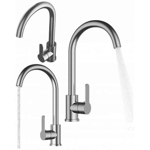 Kuchyňská Baterie Inox, Zaoblený Vývod Do Dřezu Prestige Plus Kohoutek