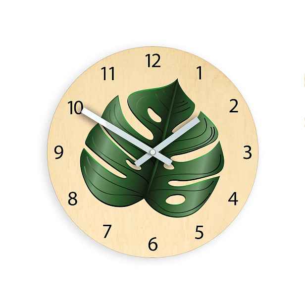 ModernClock Nástěnné hodiny Sheet hnědo-zelené