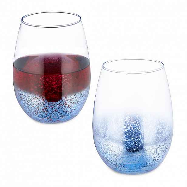 Relaxdays SKLENICE modré 2dílná-sada bez stopky sklo 500 ml