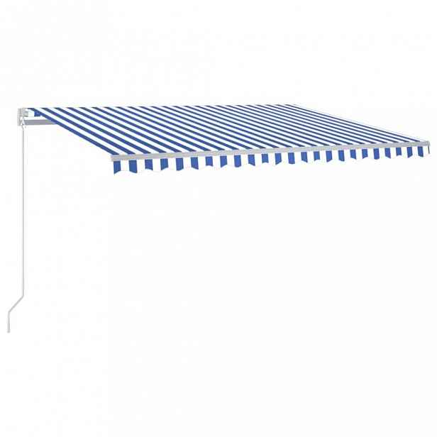 Ručně zatahovací markýza s LED světlem 400x300 cm Dekorhome Bílá / modrá