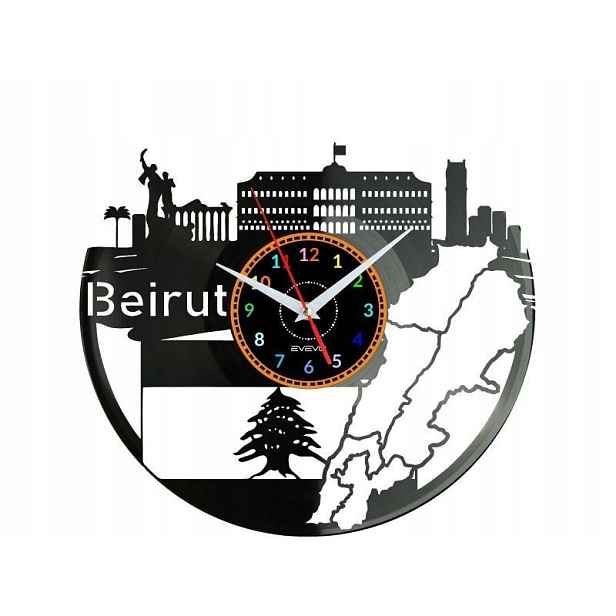 Beirut Dárek Originální dekorace do domu Hodiny z vinylové desky