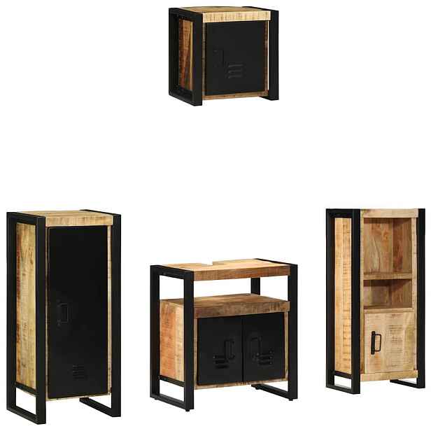 vidaXL Sada koupelnového nábytku 4 ks Hnědá a černá 40 x 35 x 90 cm