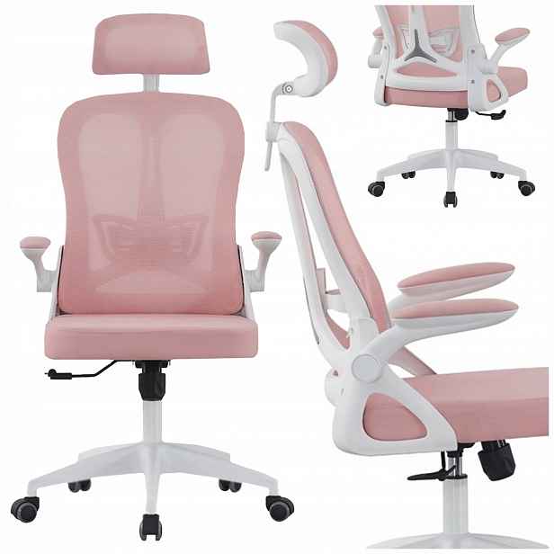 Kancelářská Židle Horseking Otočná, Ergonomická, Látková, Nastavitelná, Růžová