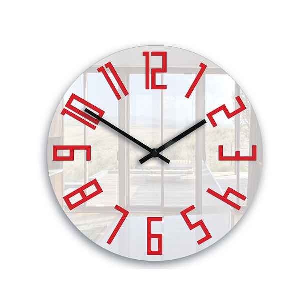 ModernClock Nástěnné hodiny Slim 32 cm bílé/červené