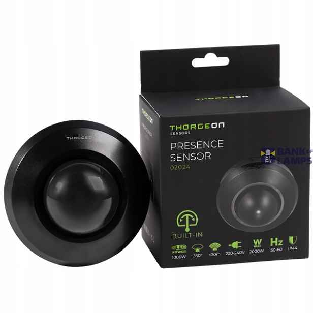 Thorgeon senzor přítomnosti černý 20 m 1000 W IP44 02024