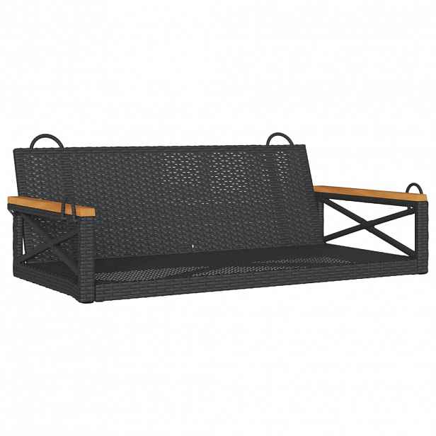 vidaXL Houpací lavice černá 109 x 62 x 40 cm polyratan
