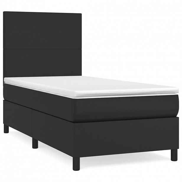 vidaXL Box spring postel s matrací černá 90x190 cm umělá kůže
