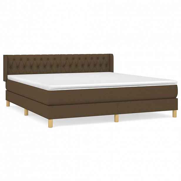 vidaXL Box spring postel s matrací tmavě hnědá 180x200 cm textil