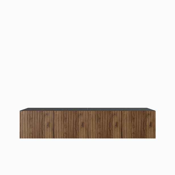 MASSENO ZÁVĚSNÝ TV STOLEK VAREN, 200/41/40 cm, černý /, dekor dub