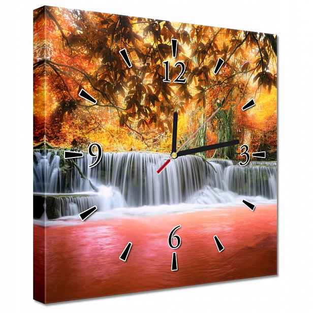 Nástěnné hodiny 30x30 Oranžový vodopád