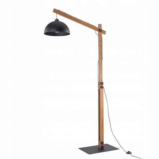Podlahová krytina Oslo Černý Kov Dřevo 180 cm Nožní spínač Retro Tk Lighting