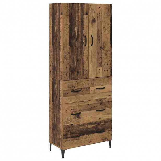 vidaXL Vysoký bufet Staré dřevo 69,5 x 34 x 180 cm Kompozitní dřevo