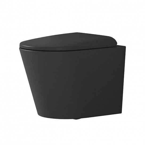 EMKE TOALETA na stěnu bez splachovacího okraje CT01 49/36,5 cm Matná černá
