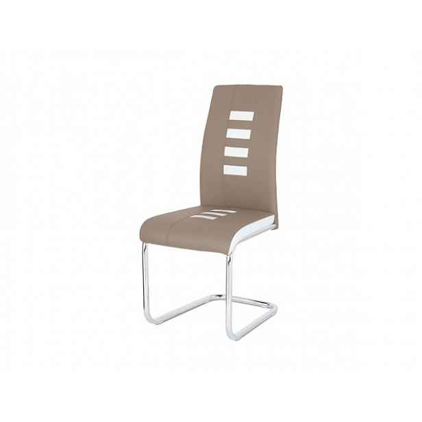 Jídelní židle eko kůže / chrom Cappuccino - výška: 98 cm