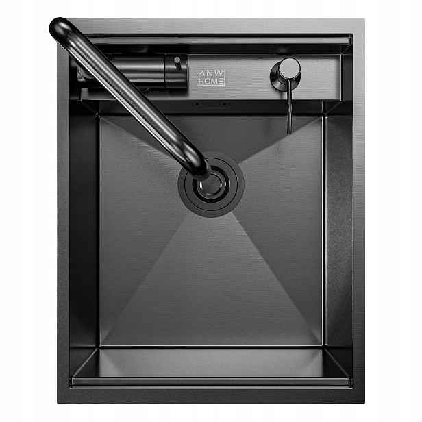Kuchyňský Dřez 40X50 CM Nerezová Ocel 304 Grafitový Pvd S Baterií