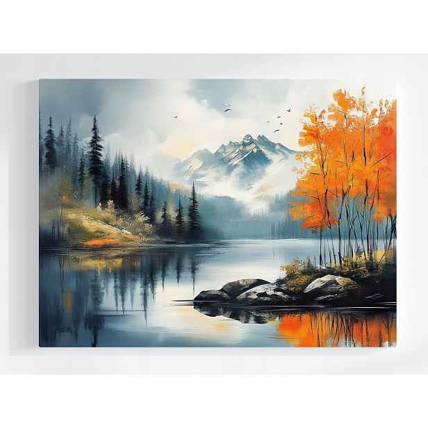 Obraz Na Plátně Canvas Krajina Kanada Hory Les Jezero Fiord Podzim 80x60