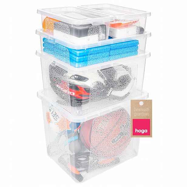 Skladovací Nádoby Sada boxů Organizér Plastový 4,5L do 30L