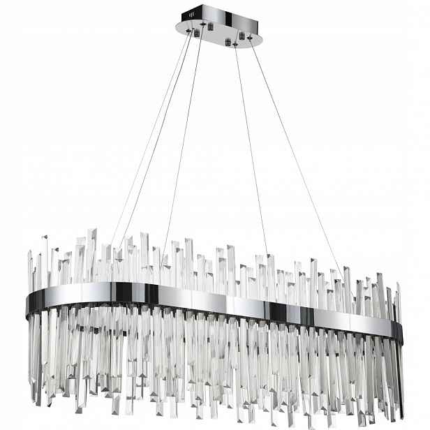 Stropní Křišťálová Led Lampa Nad Stůl Stříbrná Chrom Glamour Ovál