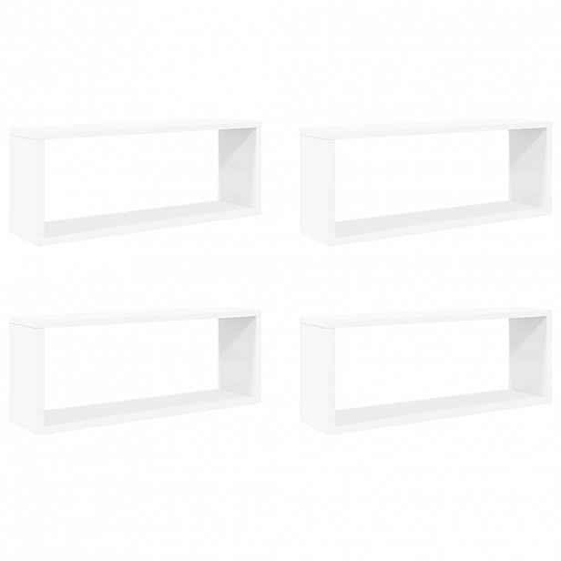 vidaXL Nástěnné obdélníkové police 4 ks bílé 60 x 15 x 23 cm kompozit
