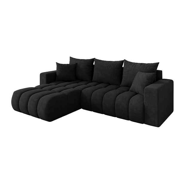ALTDECOR ROHOVÁ SEDAČKA s funkcí spaní, otoman vlevo MILA-L-v1 277x195x86 černá velur