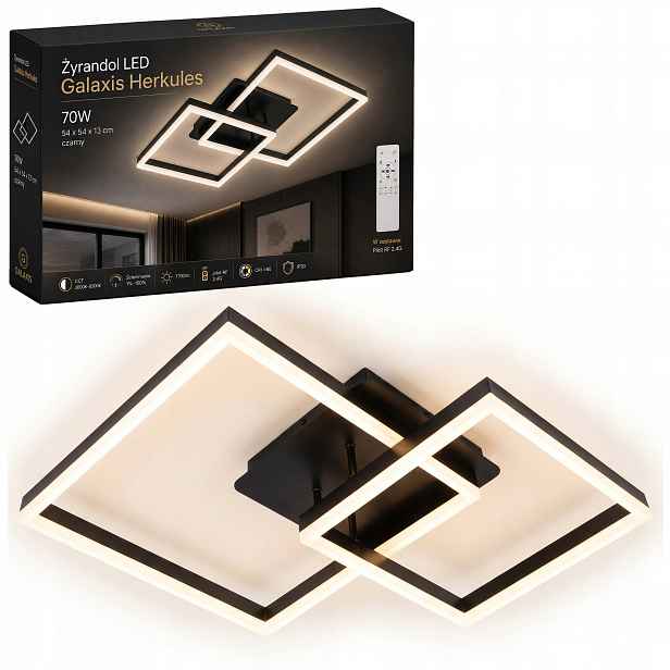 Stropní Svítidlo Lustr Stropní Svítidlo Led 70W Stmívatelná 3000-6500K Dálkový Ovladač Černá