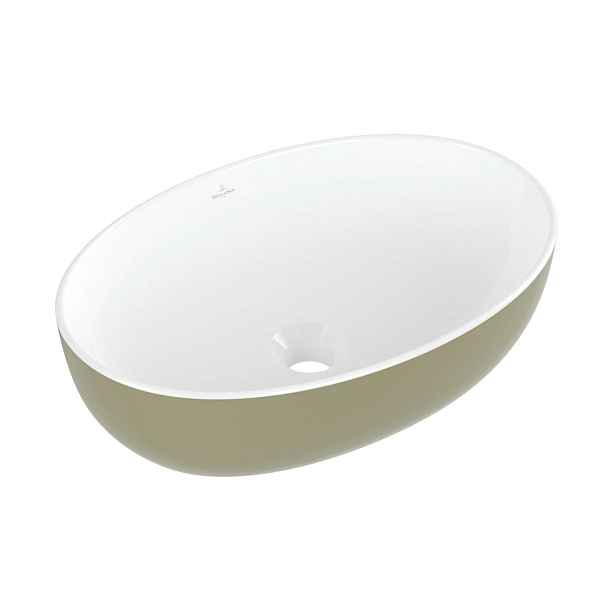 Villeroy & Boch Artis - Umyvadlo na desku, 49x33 cm, bez přepadu, bez otvoru pro baterii, Sage Green 438848BCS8