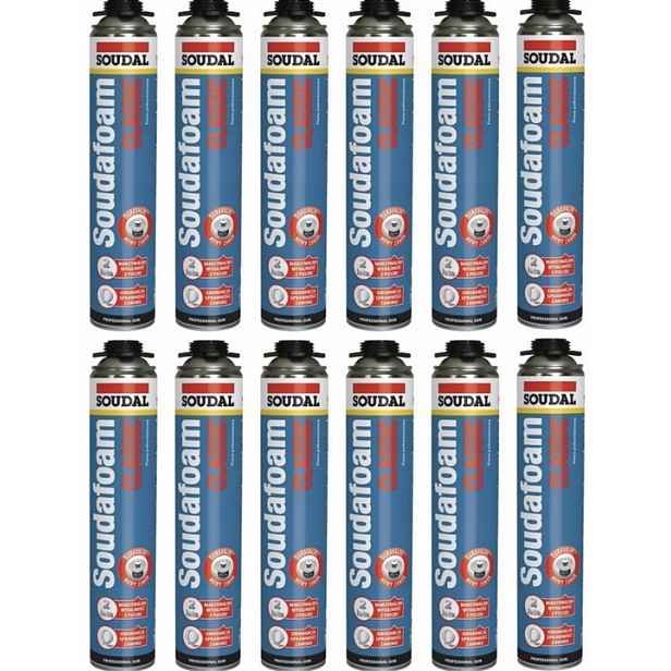 12 Ks – Montážní pěna Soudal Classic 750 ml nízkotlaká pistolová pěna