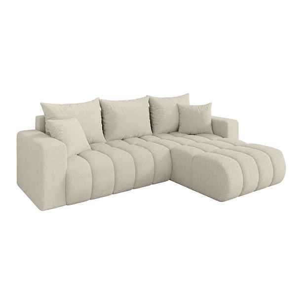 ALTDECOR ROHOVÁ SEDAČKA s funkcí spaní, otoman vpravo MILA-L-v1 277x195x86 béžová bouclé